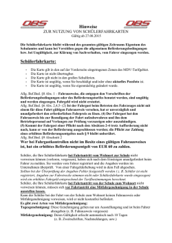 Hinweise Sch&uuml;lerfahrkarte: