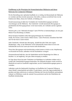 Einf&uuml;hrung in die Prinzipien der biomechanischen Okklusion und