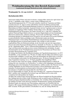 Weinbauberatung f&uuml;r den Bereich Kaiserstuhl