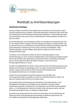 Merkblatt zu Antrittsvorlesungen