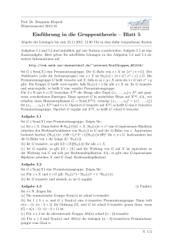 Einf1ex127-.45ex1275uhrung in die Gruppentheorie – Blatt 5