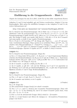 Einf1ex127-.45ex1275uhrung in die Gruppentheorie &ndash; Blatt 5