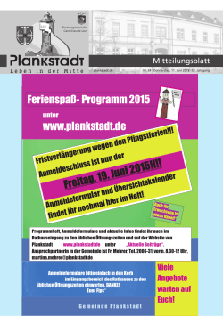 Ferienspaß- Programm 2015 www.plankstadt.de