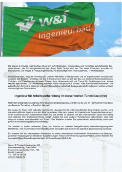 Ingenieur f&uuml;r Arbeitsvorbereitung im maschinellen Tunnelbau (m/w)