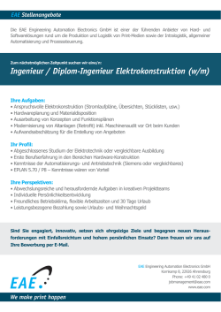 Ingenieur / Diplom-Ingenieur Elektrokonstruktion (w/m)