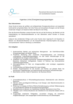 Ingenieur (m/w) Energieerzeugungsanlagen