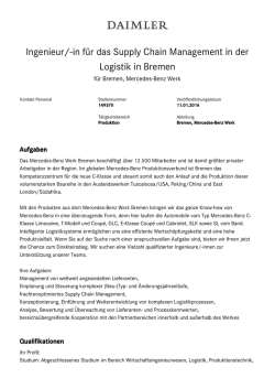 Ingenieur/-in f&uuml;r das Supply Chain Management in der Logistik in