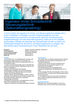 Ingenieur (m/w) Schutztechnik - Steuerungstechnik