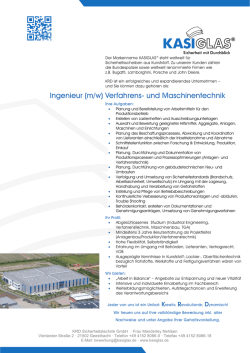 Ingenieur (m/w) Verfahrens- und Maschinentechnik