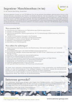 Ingenieur Maschinenbau (w/m)