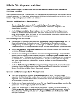 Hilfe f&uuml;r Fl&uuml;chtlinge wird erleichtert