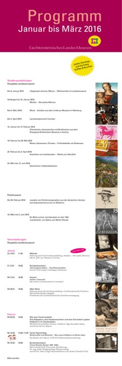 Januar bis M&auml;rz 2016 - Liechtenstein National Museum
