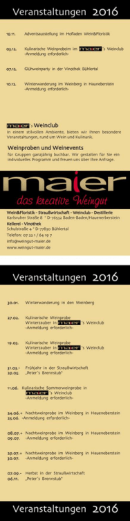 Vera nstaltu ngen 201 6 - Weingut Maier Baden