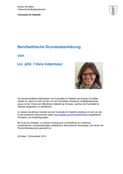 Berufsethische Grundsatzerkl&auml;rung von Lic. phil. I Vera Indermaur