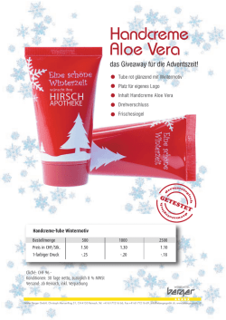 Handcreme Aloe Vera - Walter Berger GmbH