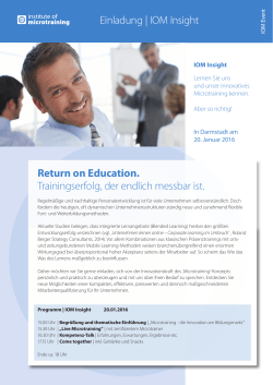 Einladung | IOM Insight Return on Education. Trainingserfolg, der
