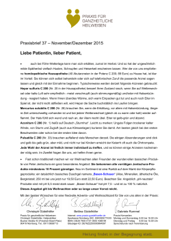 Praxisbrief 37 – November/Dezember 2015 Liebe Patientin, lieber