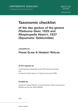 Taxonomic checklist of the day geckos of the genera Phelsuma Gray