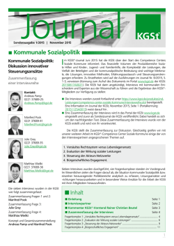 KGSt-Journal Sonderausgabe 1/2015 "Kommunale Sozialpolitik"