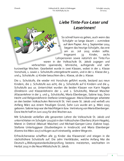 Liebe Tinte-Fux-Leser und Leserinnen!