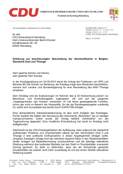 Antrag Abschaltung AKW Tihange Doel - CDU