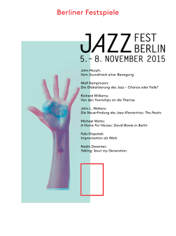 Supplement Jazzfest Berlin 2015