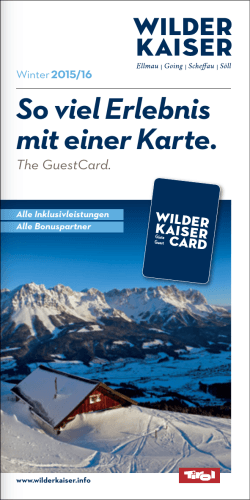 Vorteile mit der Wilder Kaiser GästeCard Winter 2015/16