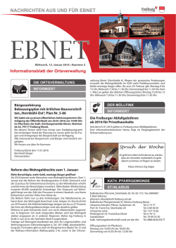 Informationsblatt der Ortsverwaltung Spruch der Woche
