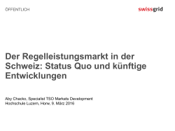 Der Regelleistungsmarkt in der Schweiz: Status Quo und künftige