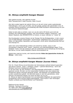 Dr. Shinya empfiehlt Kangenwasser