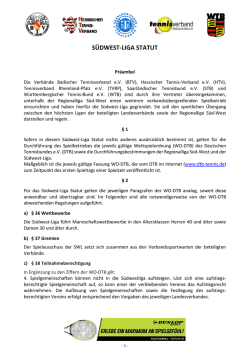s&uuml;dwest-liga statut - Tennis Regionalliga S&uuml;dwest