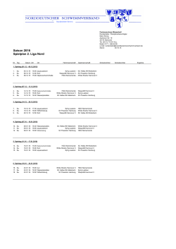 Spielplan 2. Liga 2016 - Norddeutscher Schwimmverband