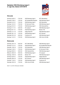 HSG Spielplan 2015-2016 3. Liga Ost - HSG Blomberg