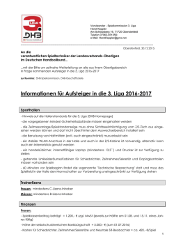 Informationen f&uuml;r Aufsteiger in die 3. Liga 2016-2017