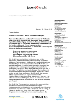 Jugend forscht 2016: &bdquo;Neues kommt von Neugier.&ldquo;