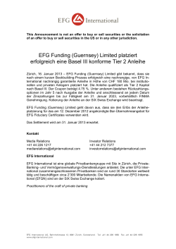 EFG Funding (Guernsey) Limited platziert