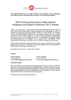 EFG Funding (Guernsey) Limited platziert