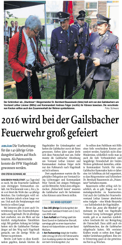 2016 wird bei der Gailsbacher Feuerwehr groß gefeiert