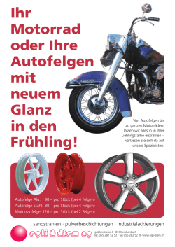 Ihr Motorrad oder Ihre Autofelgen mit neuem Glanz in den Fr&uuml;hling!