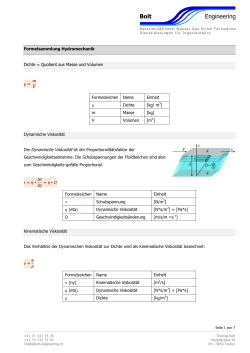 Formelsammlung Hydromechanik Dichte = Quotient aus Masse und