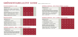 GRÖSSENTABELLE/FIT GUIDE Maße in cm