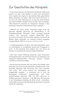 Zur Geschichte des Hörspiels