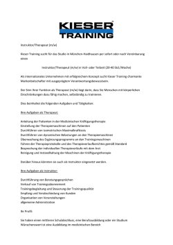 Instruktor/Therapeut (m/w) Kieser Training sucht f&uuml;r das Studio in
