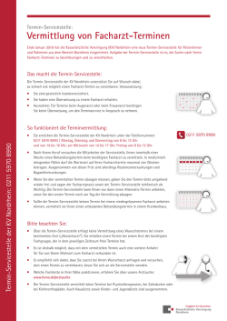 Infoblatt zur Vermittlung von Facharzt-Terminen