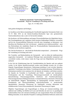 Eger, den 15. November 2015 Konferenz ungarischer