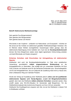 Informationsschreiben vom Österreichischen Gemeindebund