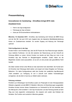 Innovationen im Carsharing &ndash; DriveNow bringt 2015 viele