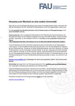 Hinweise zum Wechsel an eine andere Universit&auml;t