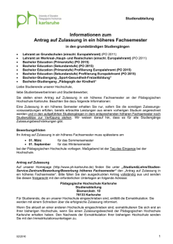 Informationen zum Antrag auf Zulassung in ein h&ouml;heres Fachsemester