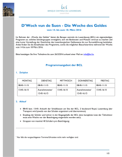 D`Woch vun de Suen - Die Woche des Geldes